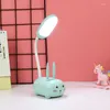 야간 조명 USB 충전 만화 귀여운 애완 동물 곰 돼지 고양이 개 Led 테이블 조명 어린이 눈 보호 따뜻한 흰색 책상 램프 참신 조명