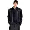 Herenjacks 2022 Koreaanse mode schoudervul Velvet jas mannen vintage chic losse casual korte jas mannelijke bovenkleding herfst