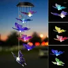 Estatuetas decorativas LED LED Solar Wind Chime Butterfly Color Alteração de Windchime à prova d'água Lâmpada pendurada para pátio de jardim quintal