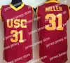 El baloncesto universitario viste USC Trojans College Brian Scalabrine Jersey 24 Matt Miller 31 Lisa Leslie Jersey 33 Uniforme de baloncesto universitario Color del equipo Rojo Amarillo