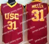 Kolej Basketbolu USC Truva atları Koleji Brian Scalabrine Jersey 24 Matt Miller 31 Lisa Leslie Jersey 33 Üniversite Basketbol Üniforma Takımı Renk Kırmızı Sarı