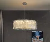 الثريا الكريستالية الحديثة لغرفة المعيشة غرفة الطعام الفاخرة كروم جولة معلقة الإضاءة الإضاءة المنزل ديكور المنزل مصباح LED