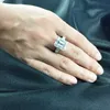 Solitaire Yüzük Alyans 5 CT 9x11mm DF Sınıf Zümrüt Kesme Laboratuvarı Elmas Baget Yüzük Orijinal 14K 585 Beyaz Altın 220829