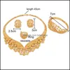 Schmuckeinstellungen Luxusschmuck Sets für Frauen Dubai Hochzeit Gold Farbkette Ohrringe Armband Ring Braut Indian Nigeria Afrikanische DHXR7
