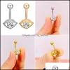 Navel Bell Button Rings 1Pc Stainless Steel Navel Piercings Body Jewelry Fashion Lip-Shaped Zircon Belly Button Ring Bar Mjfashion Dhvr7
