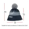 Berets Unisex Winter Ribbed Knit Beanie Hat With Detachable Fluffy Pom Gradient Tie-Dye Printed Cuffed Skull Ear Warmer