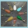 펜던트 목걸이 Reiki Healing Jewelry Waterdrop Natural Stone Necklace Quartz Lapis Opal Pink Crystal Pyramid 펜던트 DHSeller2010 DHFNK