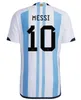 Homens Kit Kit 22 23 Jerseys de futebol Argentina Vers￣o 2022 2023 Kun Aguero Aguro di Maria Dybala Correa Lo Celso Martinez Futebol camisa uniforme