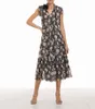 Kadınlar Vintage Elbise 2022 Pist Tasarımcısı Çiçek Baskı İnce A-Line Sıradan Elbiseler Bahar Sonbahar Moda Ofisi Leydi Zarif Parti Maxi Frock