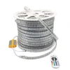 Super helder 5050 RGB LED Strip Licht 120 LED Dubbele rij 220V Hoogspanning Remote REGELSCHUWING Waterdichte LED -tape Ribbon Flexibele strips Home Decoratie