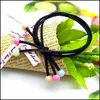 Hair Rubber Bands Style High Elasticity Hair Rubber Bands Simple Black Bow Ropes Red Or Colorf Beads Ring For Girl Women 60 Mjfashion Dhmai