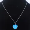 Natural Stone Necklace Jewelry Set For Woman Opalite Heart Pendant Earrings Bridal Wedding Set O9496