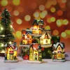 Christmas Ornaments Resin Small Houses Micro Landscape Glowing Snow House Ornamentss Christmas Giftss