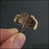 Pins broszki mężczyźni ginkgo biloba liść lapel stick broszka broote garnitur smokingowy cor ślub boutonniere retro guziki dla 80c3 Dro mjfashion dhkr3