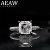 솔리테어 링 웨딩 반지 aeaw 40 Asscher Cut Lab Diamond 우수한 매칭 밴드를위한 Solid 10K 14K 18K White Gold 220829