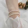 Bangle ASHIQI 34mm Real Natural Freshwater Pearl Elastic Bracelet 925 Silver Bead Jewelry for Women Valentines Day Jewelry Gift 220831