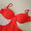 Women's Swimwear Orange steel bikini with one-piece hollow bikini