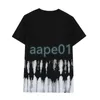 Mens New Summer Tee Designer Gradient Ink Color Printing T-shirt High Street Womens Casual Tops Asian Size S-2XL