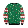 メンズセーター醜いクリスマスグリーンジャンパー3D面白い印刷されたホリデーパーティークリスマススウェットシャツ誕生日220830