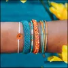 Braccialetti con ciondoli 5 pezzi Wild Fashion Ins Wax Line Bracciale fatto a mano Tessuto margherita Girasole Catena di corda di colore misto blu e giallo Who Dhri2