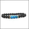 Brins Perlés 16 Couleurs Chakras Perles De Pierre De Lave Noire Strand Bracelet Huile Essentielle Diffuseur Bracelets Roche Volcanique Perlé Elasti Dhk2R