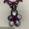 Halsketten mit Anhänger, natürliche Süßwasserperlen-Halskette, Blumenkristall, Handarbeit, nur 1 Stück, das gleiche wie auf dem Bild, Modeschmuck