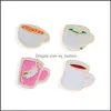 Spille Spille Simpatico gatto Tazza da caffè Spilla da tè Spilla Abito smaltato Camicia Spilla da bavero Per donna Bambini Regalo di nozze Goccia C3 Deliv Mjfashion Dhxoc