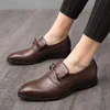 Loafers Men Shoes PU Solid Color Classic Fashion Bow Decoration Pointed Toe Square Heel Comfortable Shoes AD100