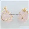 Pendant Necklaces Pretty Nature Stone Pendants Amethyst Rose Quartz White Crystal Lemon Fluorite Charms For Necklace Dro Dhseller2010 Dh1Lo