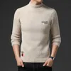 Suéteres masculinos Sweater Sweater de veludo de inverno Moda Mock Pushart Pullover espessante Marca de luxo Casual Men Bottoming 220830