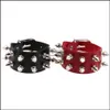 Charm Armbänder Hübsches Lederarmband Einzigartige Vierreihige Cuspidal Spikes Nietenbolzen Breiter Punk Gothic Rock Unisex Manschettenarmband Yydhhome Dh3Ey