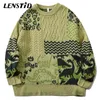 Maglioni da uomo LENSTID Uomo Hip Hop Maglione lavorato a maglia Dinosauro Color Block Streetwear Harajuku Autunno Moda Casual Pullover allentati 220831