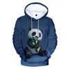 Men's Hoodies 3D Printing Pattern Cute Panda Long Hooded Pullover Men/Women Street Sports Casual Style Couple Animal Dweater