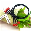 Hair Rubber Bands Style High Elasticity Hair Rubber Bands Simple Black Bow Ropes Red Or Colorf Beads Ring For Girl Women 60 Mjfashion Dhmai