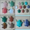 Charms Carved Turtle Assorted Natural Stone Charms Crystal Pendants For Necklace Accessories Jewelry Making Drop Delivery 2021 Findin Dhiwd