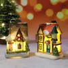 Ornamenti natalizi Casette in resina Micro paesaggio Ornamenti per la casa di neve incandescente Regali di Natale