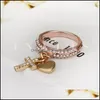 Bagues De Bande Coeur Anneaux Beautifly Or Rose Rempli En Gros 18K Diamant De Fiançailles De Mode Bijoux Croix Drop Livraison 2021 Yydhhome Dhktf