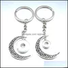 Sleutelringen NOOSA SNAP -knop Key Chain Vintage Sier Moon Keyring Diy 12mm 18mm Kopen kettingen sieraden Men Drop levering 20 Dhseller2010 DHVJ6