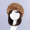 Berretti Moda Donna Berretto Cappello in pelliccia sintetica Donna Autunno Inverno Caldo Casual Comodo Stampa leopardata Corto peluche Fascia per capelli Tappo superiore vuoto