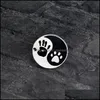 Pins Brooches Hand Dog Paw Print Taiji Ying Yang Black White Round Pins Lapel Pin Badge Best Friend Broach Jewelry Drop Dhseller2010 Dhpoa