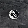 Broches Broches Main Chien Patte Imprimer Taiji Ying Yang Noir Blanc Épingles Rondes Épinglette Badge Meilleur Ami Broche Bijoux Drop Dhseller2010 Dhpoa