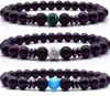 Masowe pasma Kamień naturalny 8 mm punkowy Buddha Head Agat Chakra Reiki Buddha joga bransoletka elastyczna bransoletki kobiety s5j