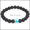 Brins Perlés 10 Couleurs Patte De Chien 8Mm Perles De Pierre De Lave Noire Strand Bracelet Diffuseur D'huile Essentielle Bracelets Empreinte De Roche Volcanique Dhqwf