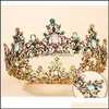 Tiaras Crystal vintage rainha real rei tiaras e coroas homens/mulheres concursos de bairro de cabelo ornamentos de j￳ias de casamento acces sexyhanz dhynr