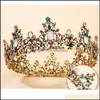 Diademi Crystal Vintage Royal Queen King Diademi e corone Uomo / Donna Spettacolo Prom Diadema Ornamenti per capelli Gioielli da sposa Acces Sexyhanz Dhynr