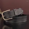 Celrões de fivela preta de pino preto 3,3 cm de largura Designer vintage de alta qualidade masculina de alta qualidade Ceinture homme