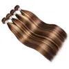 Yirubeauty Malaysian Human Hair Double Wefts P4/27 10-30inch Straight Body Wave Kinky Curly Piano Color One Bundle