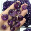 Stone 10Pcs/Lot 20Mm 30Mm 40Mm Natural Amethyst Stone Beads Donuts Shape Loose For Jewelry Making Ring Circle Pendants C3 Drop Deliver Dhguc