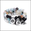 B￤rade str￤ngar Frostade Amazon P￤rlor Strand Armband Lava Stone P￤rlade armband Lotus om Buddha Charms Yoga Strench Women Men Friend Dhdyf