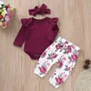 Clothing Sets Baby Girl Clothes born Infant Autumn 3Pcs Set Cotton Romper Dot Pants Headband fall Outfits Clothes Baby Girls Clothing Suit 220830